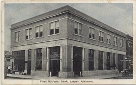 John H. Cranford, owner of Cranford Mercantile Company started the first bank in the office of his store in 1899.  April 1905 First National Bank was established by John H. Cranford.